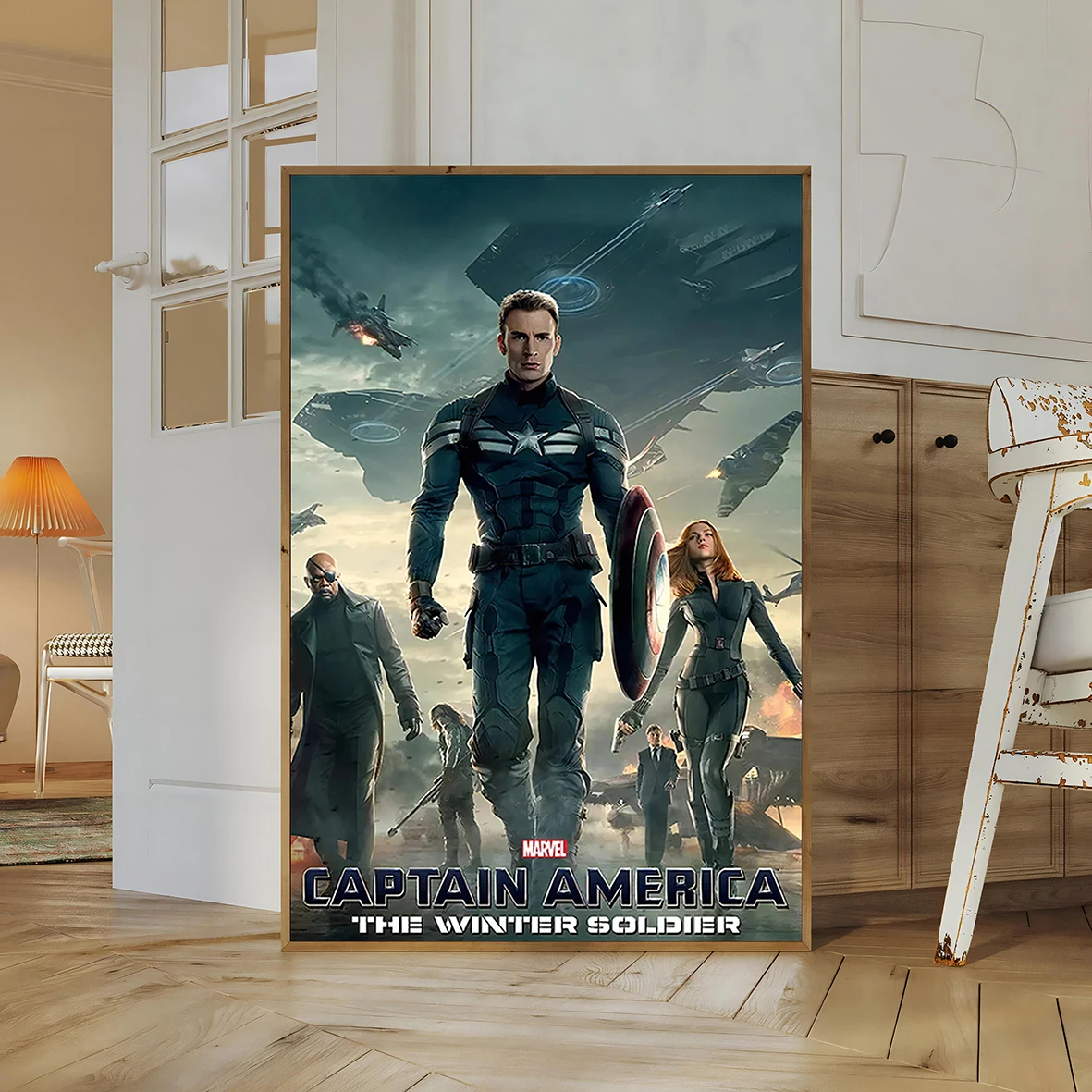 Captain America The Winter Soldier Movie Poster | Russo Brothers' Political Thriller Wall Art | MCU Phase Two Print Feat. Steve Rogers, Bucky Barnes & Black Widow