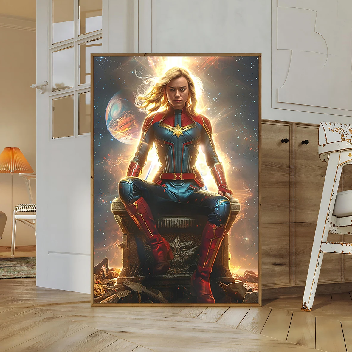 Captain Marvel Poster | Brie Larson as Carol Danvers Wall Art | The Marvels Movie Print & Merchandise