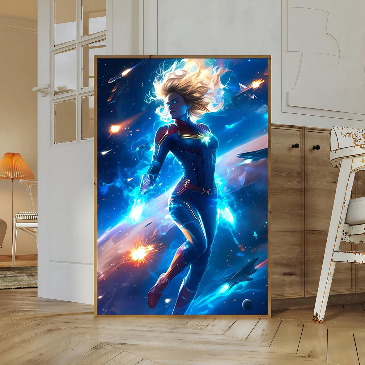 Captain Marvel Wall Art Print | Brie Larson & The Marvels Movie Poster | Carol Danvers Cosmic Power Decor