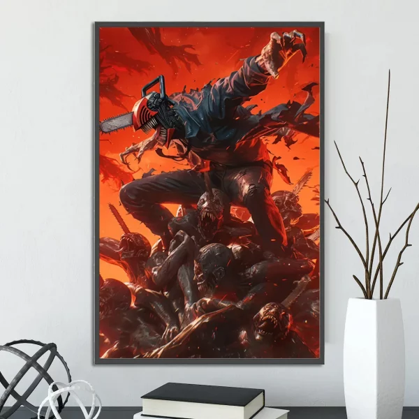 Chainsaw Man Wall Art Featuring Denji & Pochita | Premium Anime & Manga Print | Official Tatsuki Fujimoto Series Merchandise