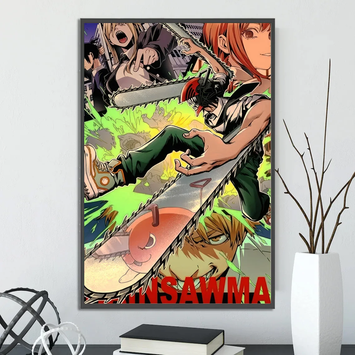 Chainsaw Man Wall Art Print | Denji, Makima, Power & Pochita Poster | Premium Chainsaw Man Anime & Manga Merchandise