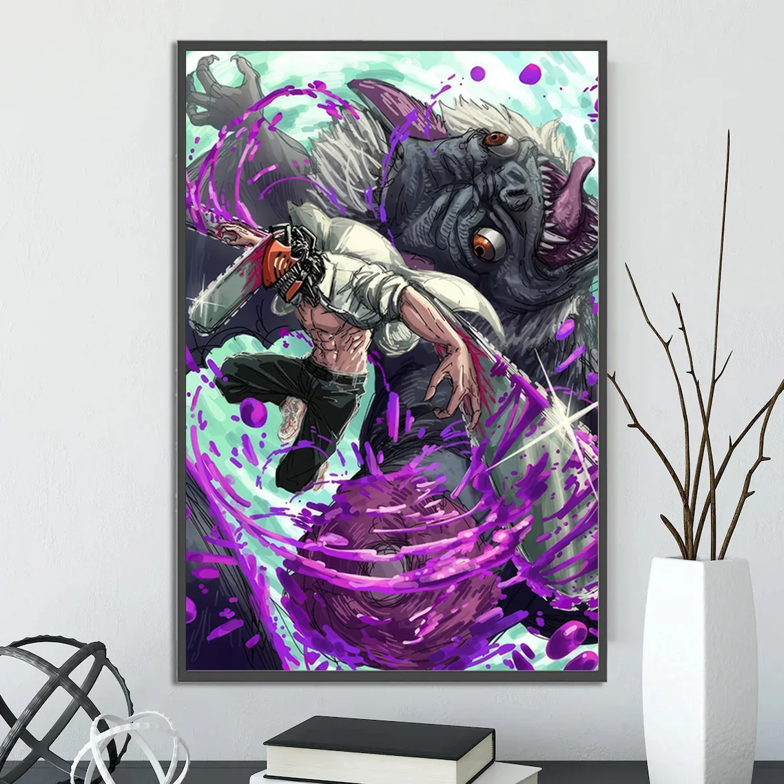 Chainsaw Man Wall Art Print | Denji vs. Bat Devil Poster | Premium Anime & Manga Decor from Tatsuki Fujimoto's Masterpiece