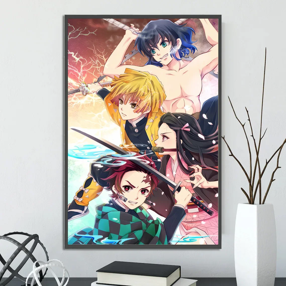 Demon Slayer: Kimetsu no Yaiba Wall Art | Tanjiro, Nezuko, Zenitsu & Inosuke Anime Print