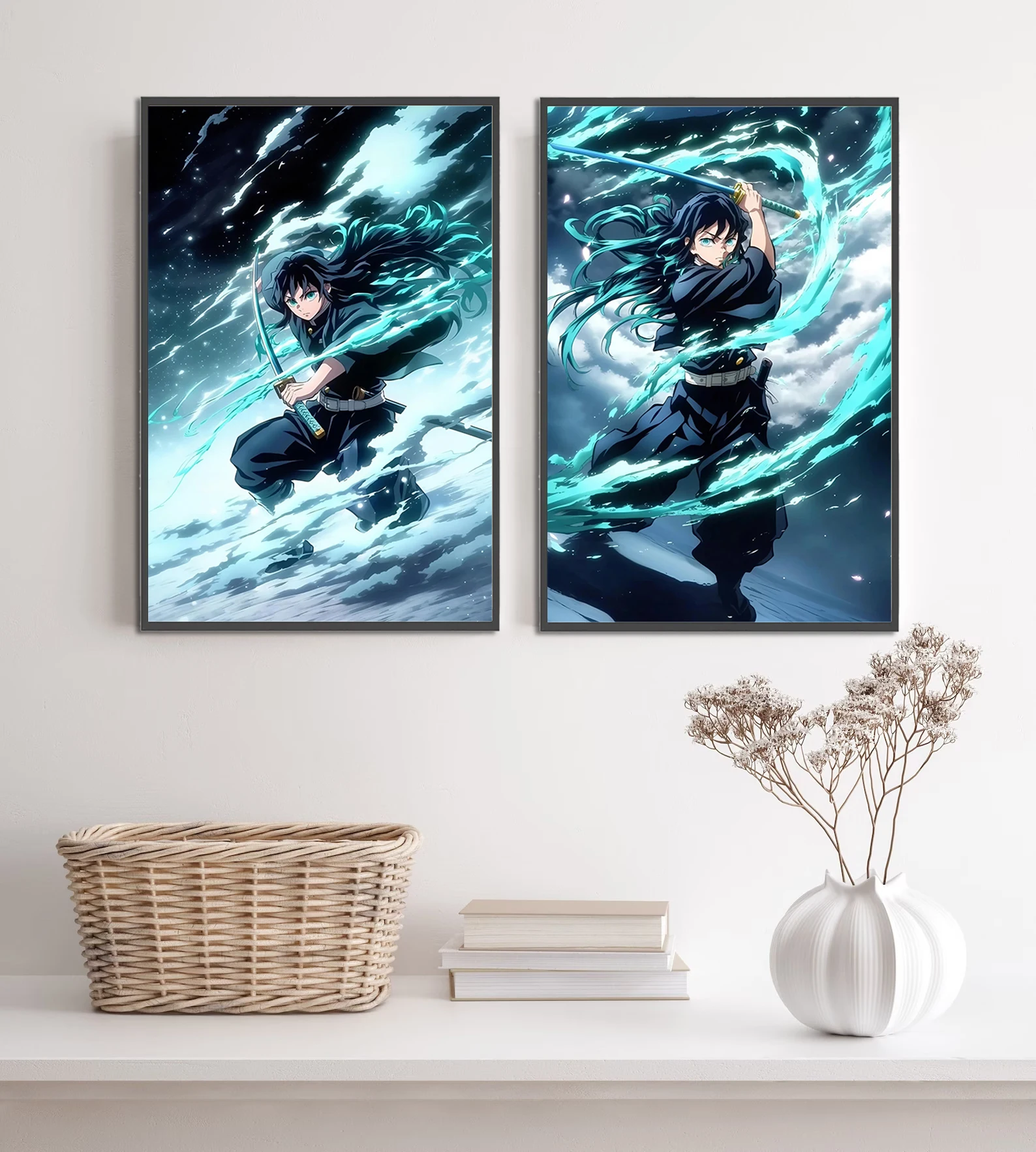 Demon Slayer Muichiro Tokito Wall Art | Kimetsu no Yaiba Hashira Print | Anime Poster featuring Tanjiro, Nezuko & Muzan Kibutsuji Era Characters - View 4