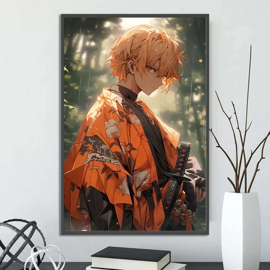 Demon Slayer Zenitsu Agatsuma Wall Art | Kimetsu no Yaiba Anime Print | Ufotable Manga Poster featuring Zenitsu's Thunder Breathing Style