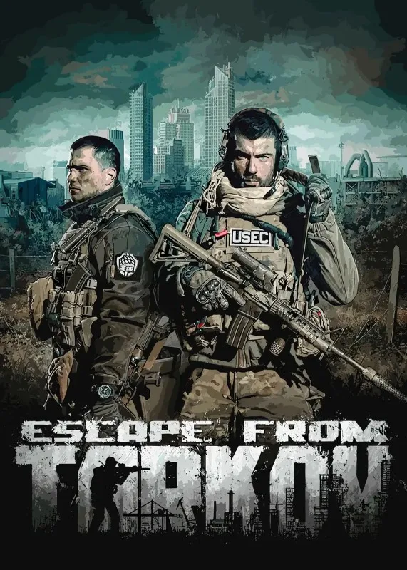 Escape from Tarkov Factions Poster – USEC vs BEAR Operators with City Skyline | Tactical Shooter Wall Decor