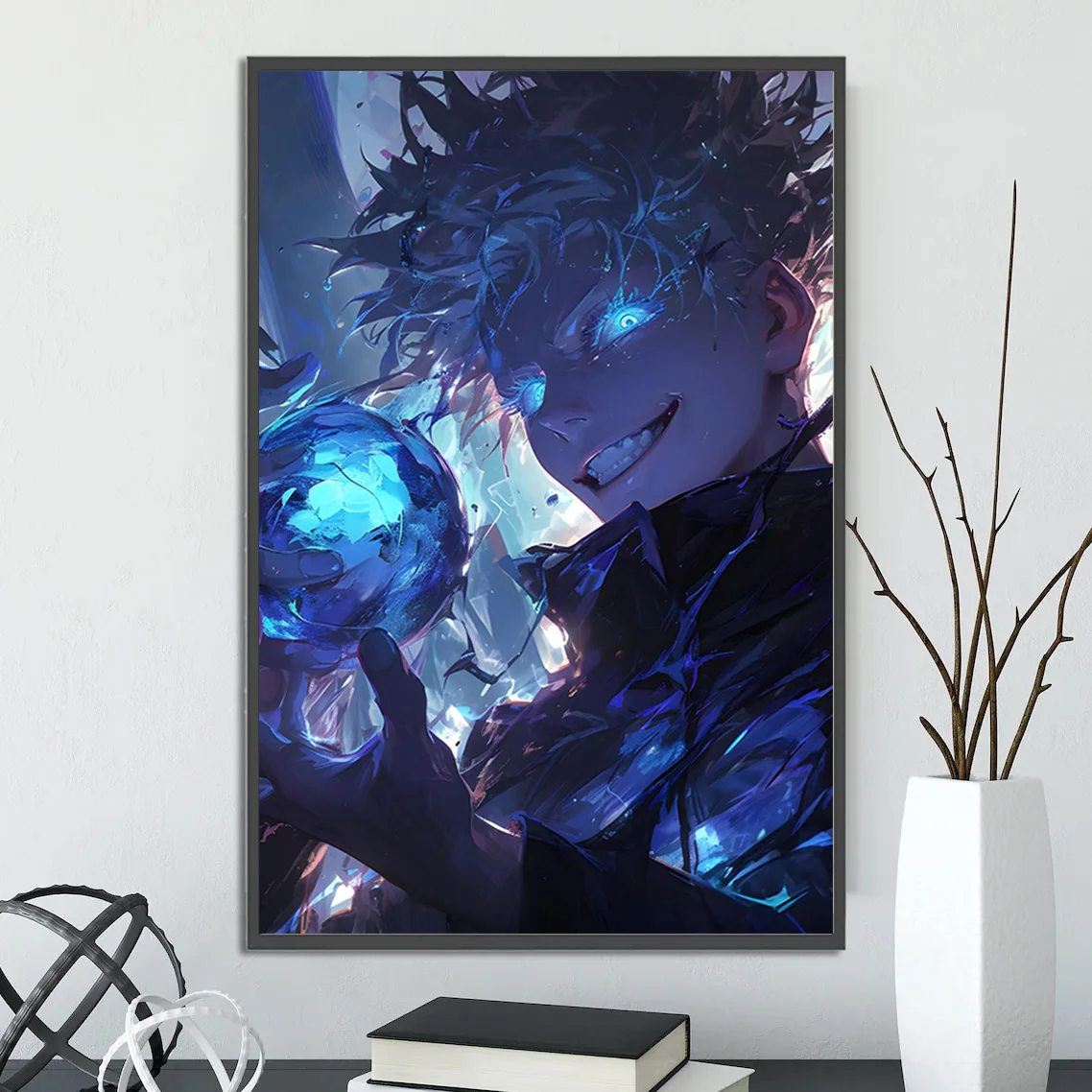 Gojo Satoru Wall Art | Jujutsu Kaisen Poster Print | Self-Adhesive Anime Wallpaper for JJK Home Decoration & Otaku Room Decor