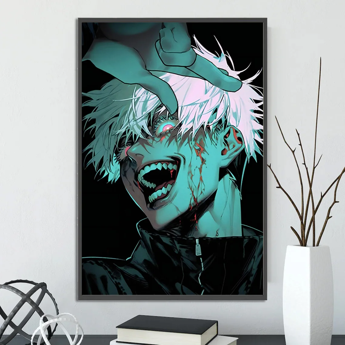 Jujutsu Kaisen Satoru Gojo Wall Art | Epic Shibuya Incident Anime Print | Strongest JJK Character Decor Feat. Yuji Itadori, Megumi Fushiguro & Ryomen Sukuna