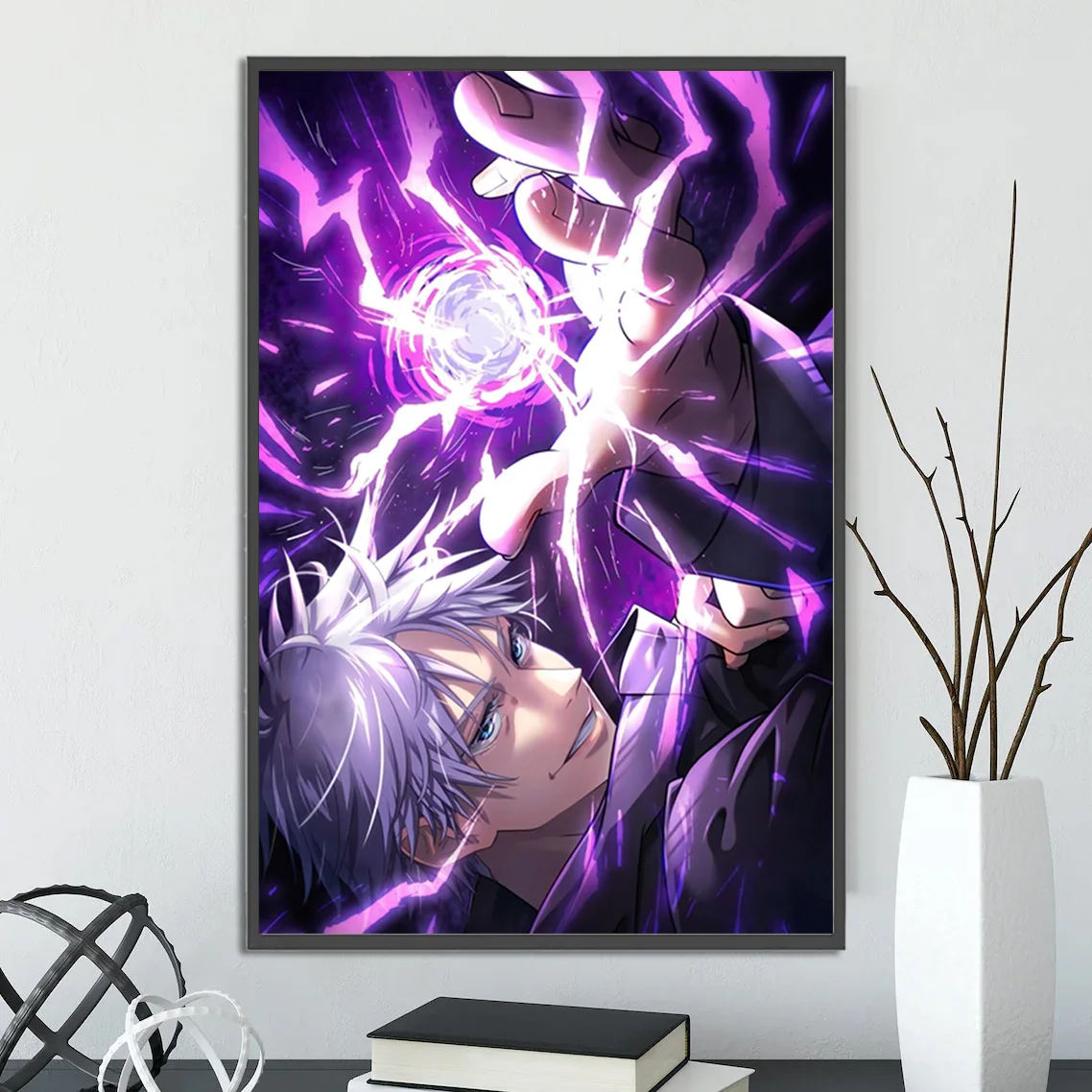 Jujutsu Kaisen Satoru Gojo Wall Art | JJK Anime Print Featuring Gojo, Yuji Itadori, Megumi Fushiguro & Nobara Kugisaki | Premium Manga Poster