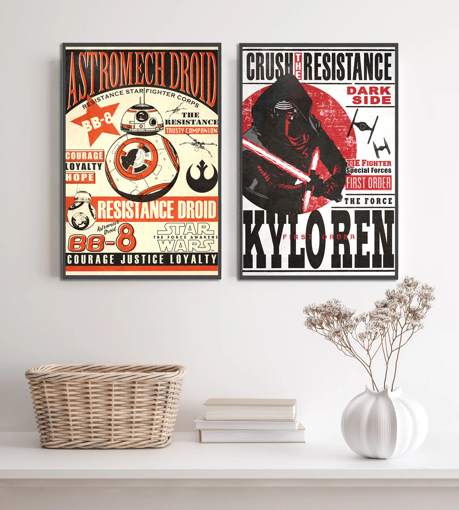 Kylo Ren Wall Art: Adam Driver Star Wars Print Feat. Ben Solo & The First Order, Crossguard Lightsaber Poster - View 3