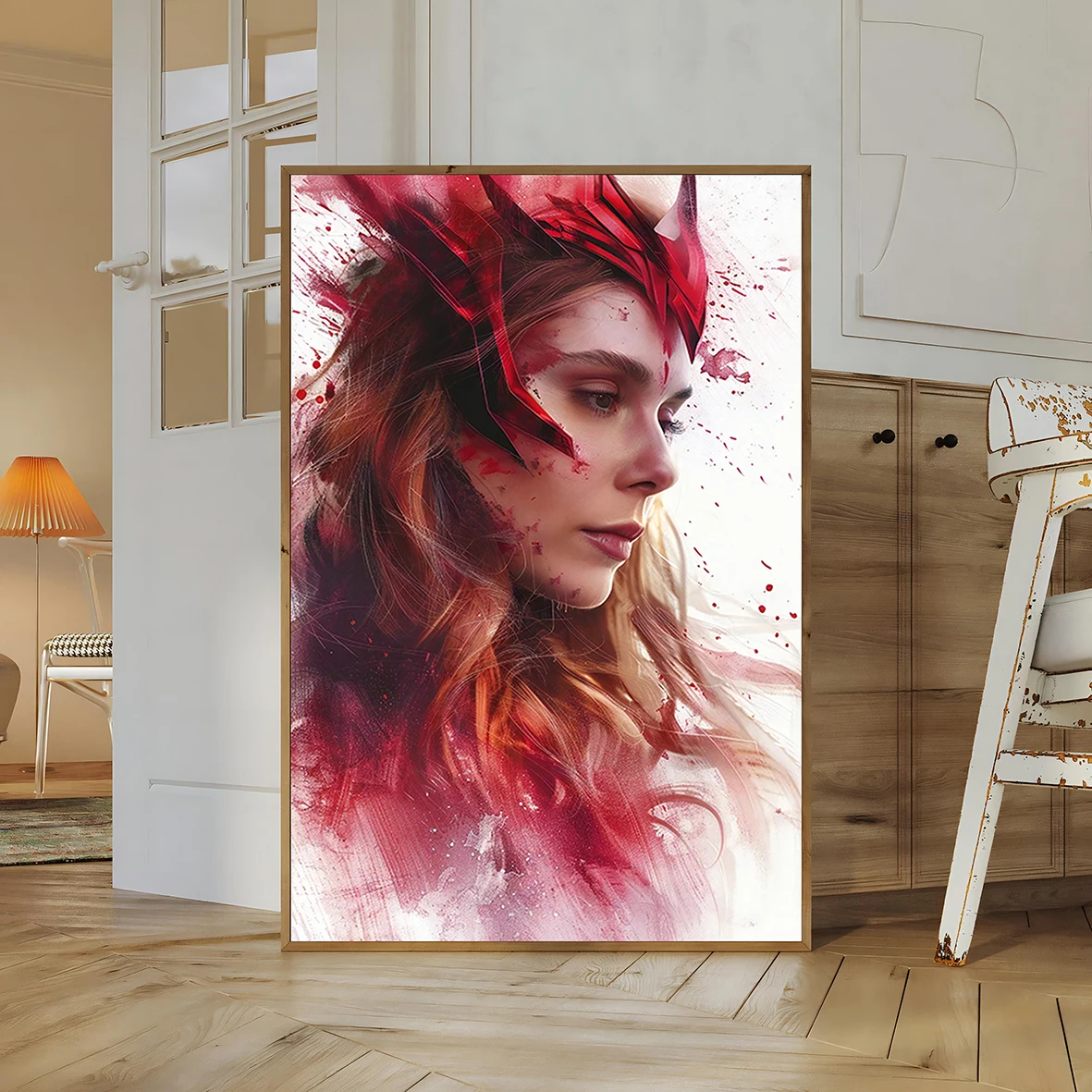 Scarlet Witch Wall Art: Elizabeth Olsen as Wanda Maximoff | MCU Chaos Magic Print | WandaVision & Multiverse of Madness Collectible