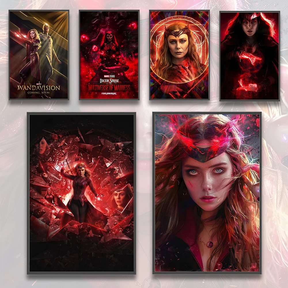 Scarlet Witch Wall Art: Wanda Maximoff Poster Print Feat. Elizabeth Olsen | Official MCU WandaVision & Doctor Strange Multiverse of Madness Collectible Decor - View 2