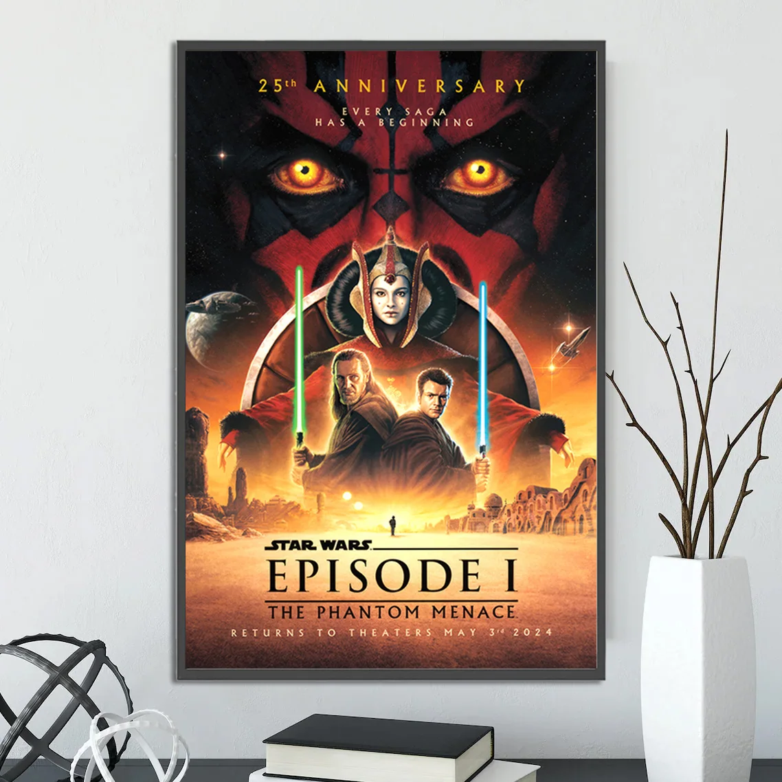 Star Wars Episode I: The Phantom Menace 25th Anniversary Wall Art | Featuring Darth Maul & Qui-Gon Jinn | Prequel Trilogy Movie Print