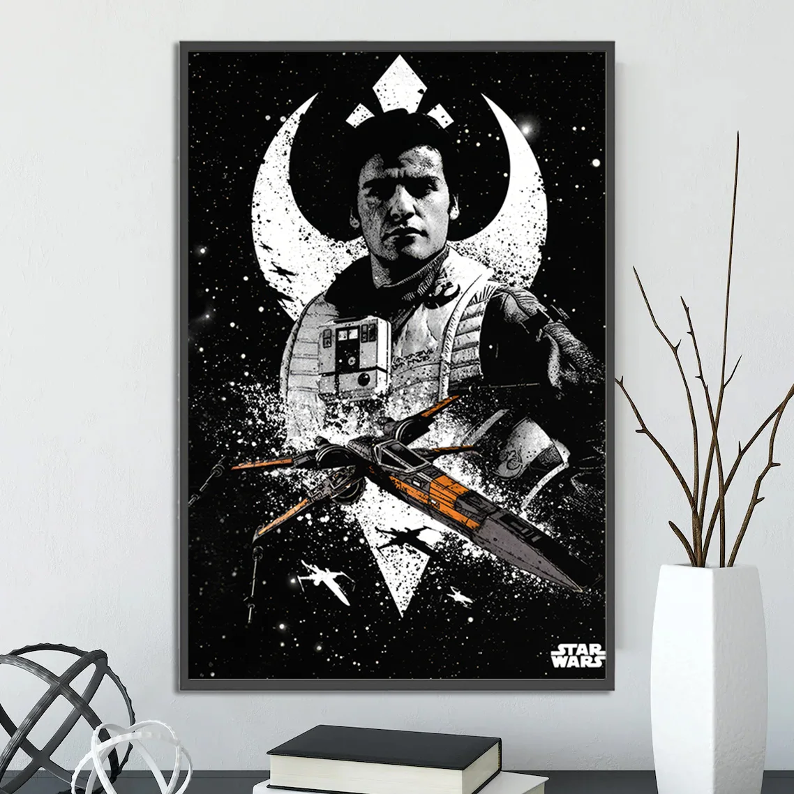 Star Wars Rebel Pilot Wall Art | Skywalker Saga & The Force Inspired Print | Featuring Star Wars Characters & Han Solo Actor Tribute Decor