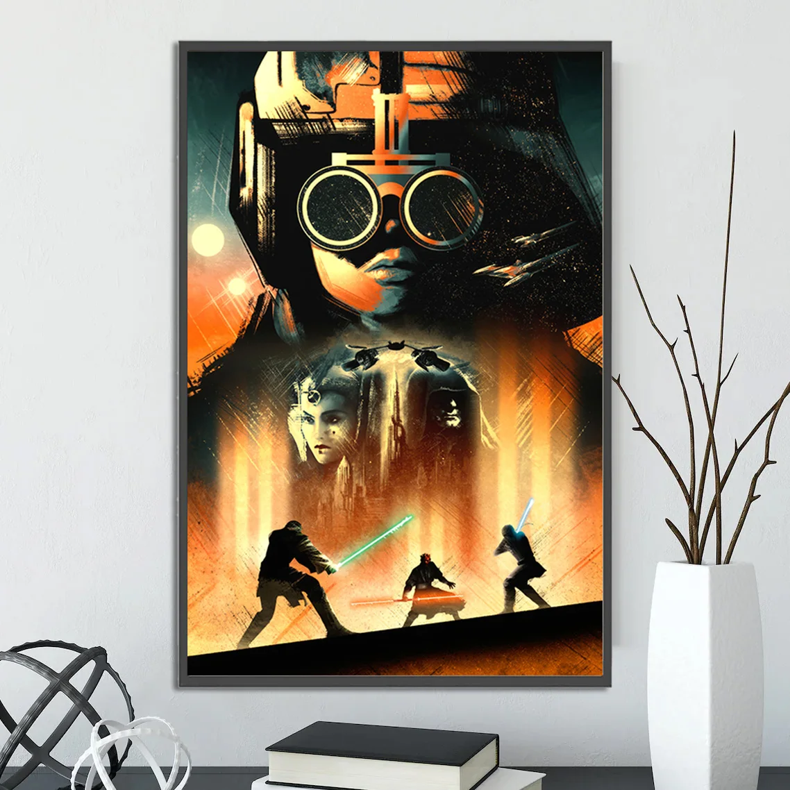 Star Wars Saga Wall Art | Epic Jedi vs. Sith Print | Luke Skywalker & Darth Vader Inspired Decor