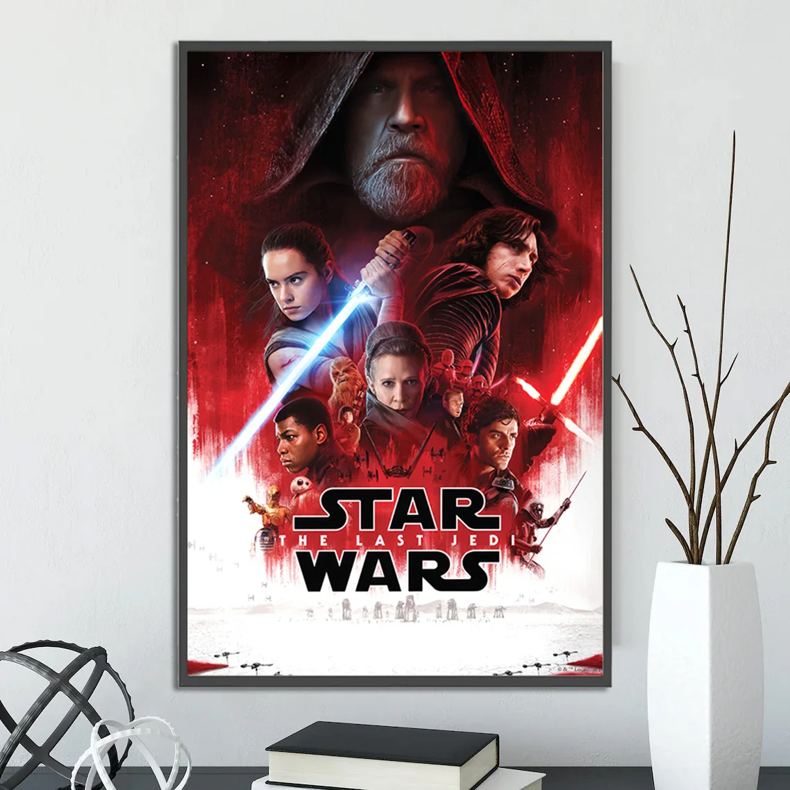 Star Wars: The Last Jedi Movie Poster | Wall Art Print Feat. The Last Jedi Cast | Luke Skywalker & Kylo Ren Premium Sci-Fi Decor