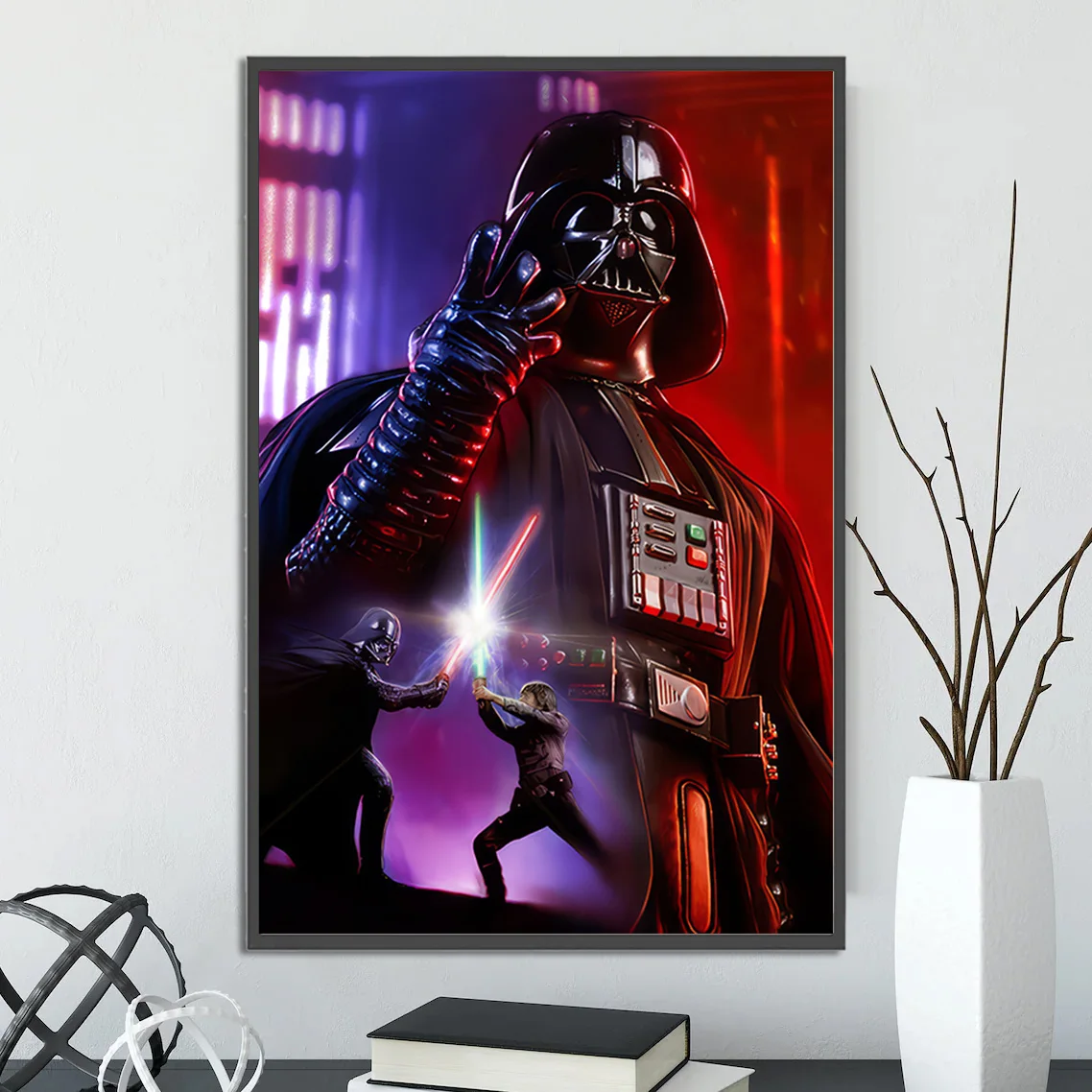 Star Wars Wall Art: Darth Vader vs Luke Skywalker Print, Epic Jedi vs Sith Lightsaber Duel Poster