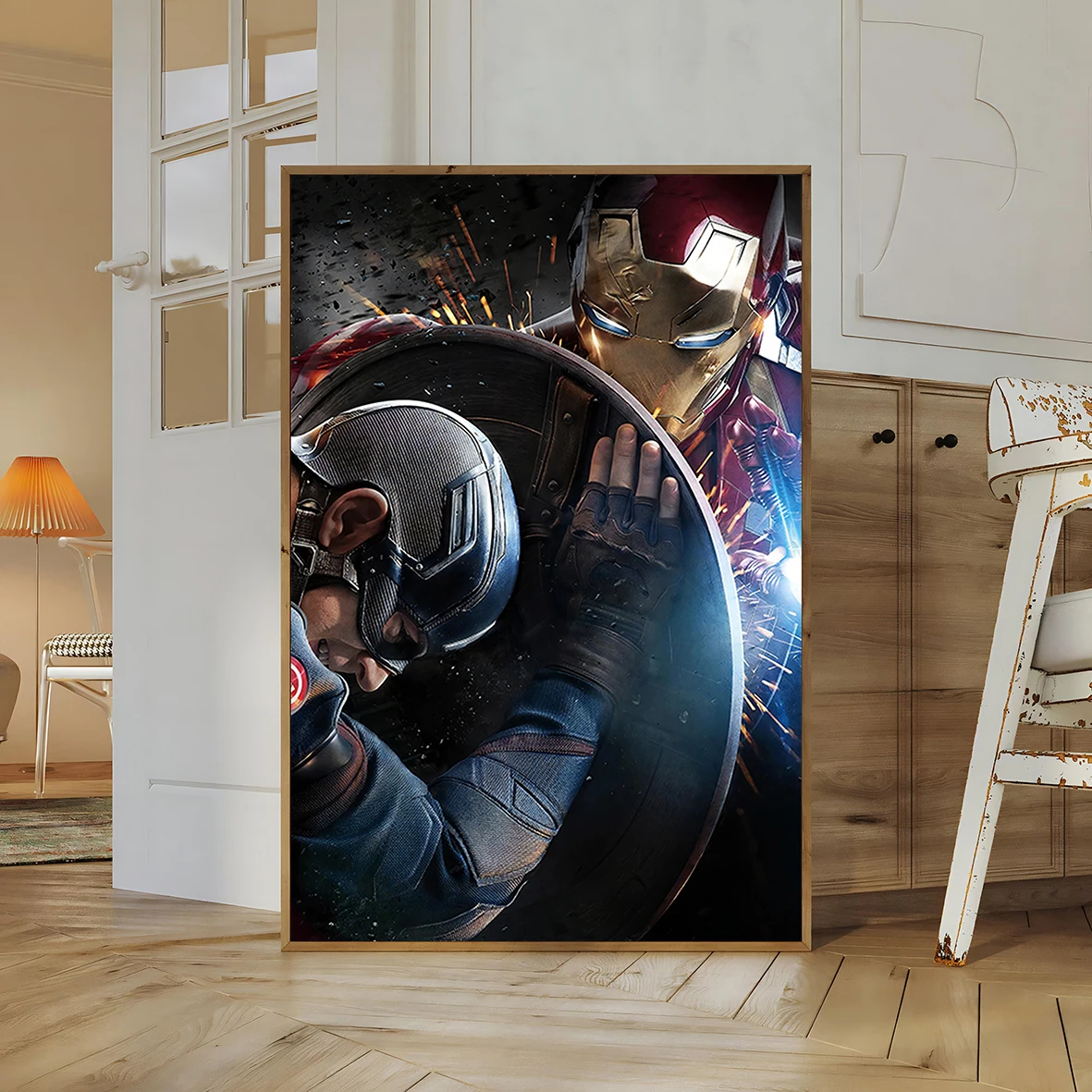 The Avengers Wall Art: Iron Man vs Captain America Print | Marvel Cinematic Universe Collectible Decor Featuring The Avengers Cast