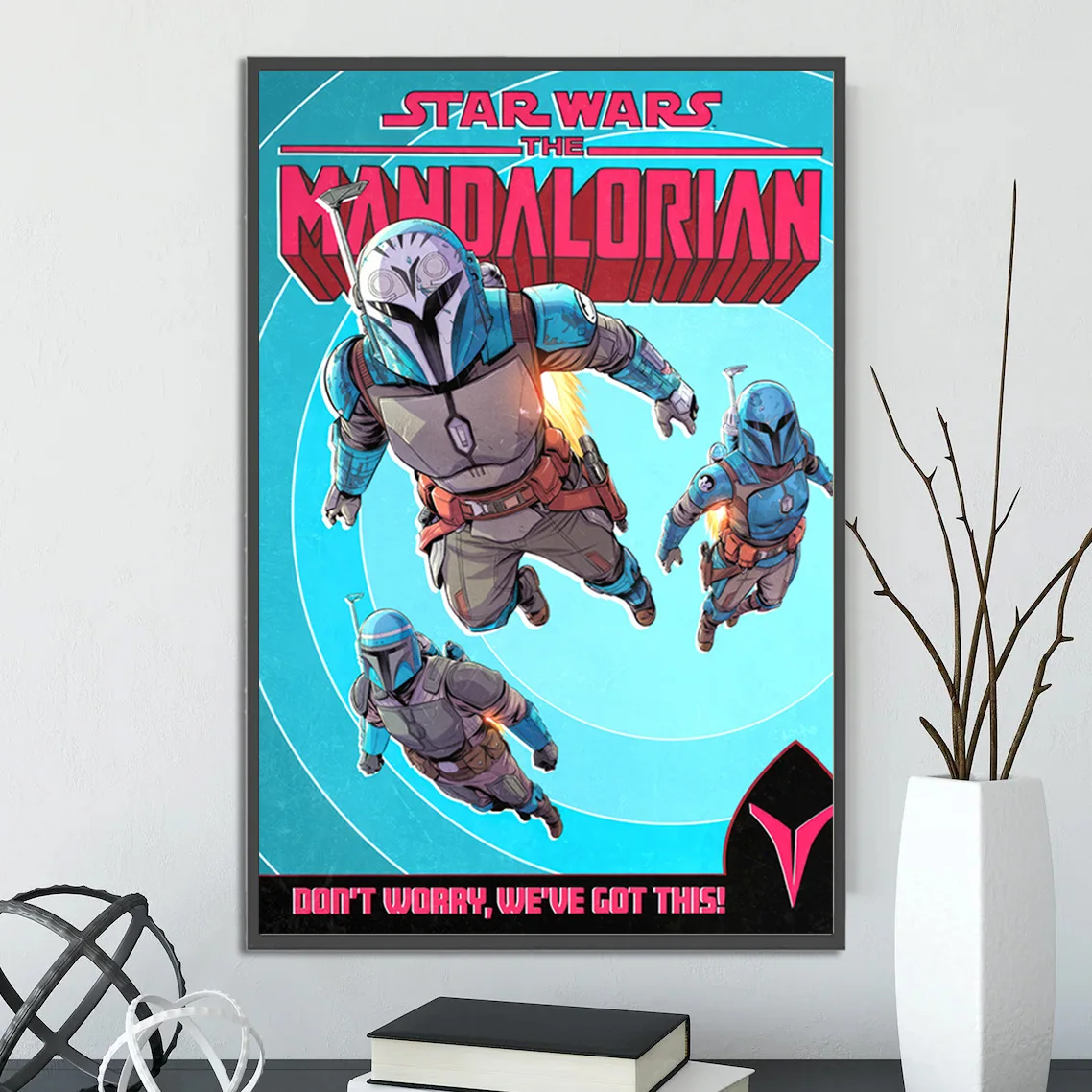 The Mandalorian & Bo-Katan Kryze Wall Art | Star Wars Mandalorian Series Print | Din Djarin & Mandalorian Armor Artwork