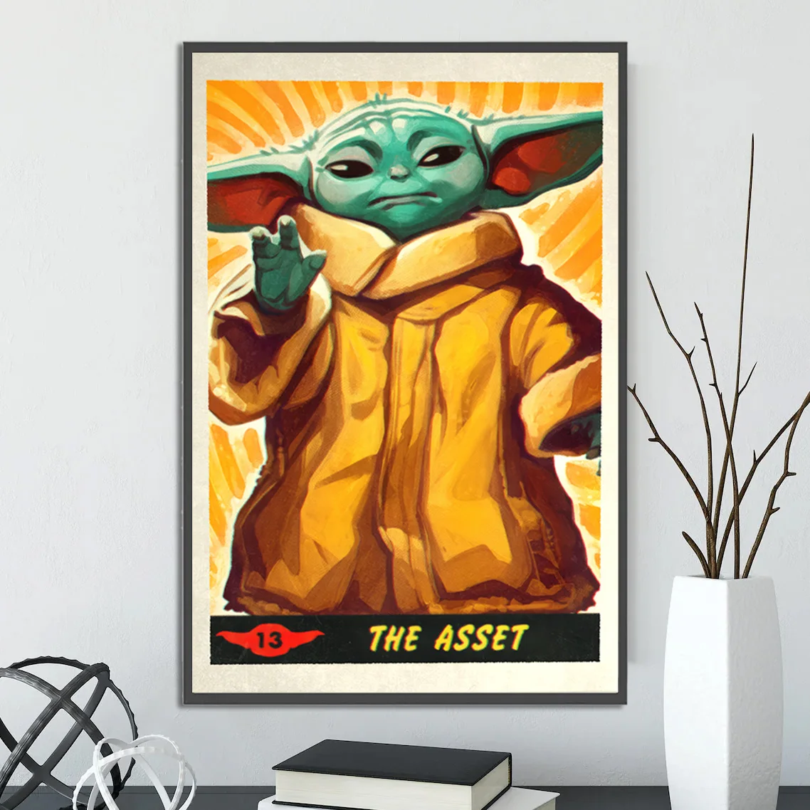 The Mandalorian & Grogu 'The Asset' Wall Art | Din Djarin & Baby Yoda Print | Star Wars Series Collectible