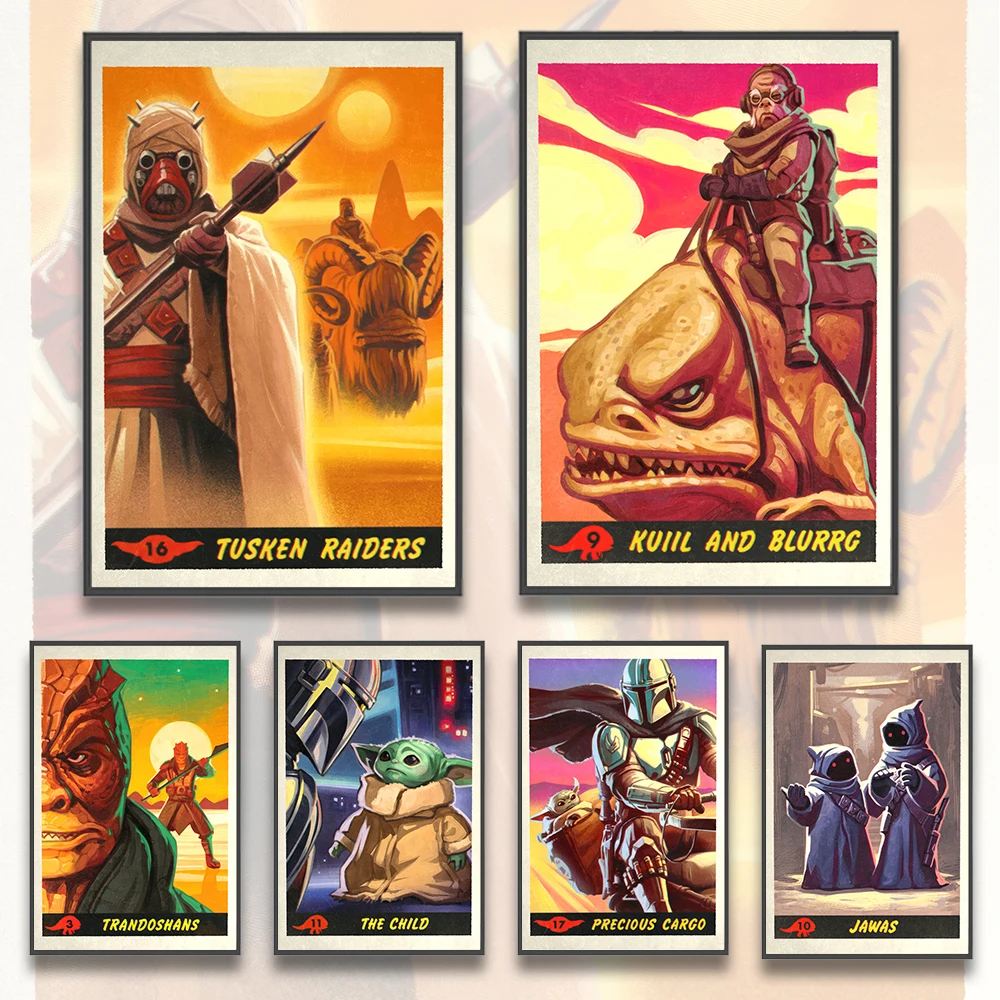 The Mandalorian & Grogu Wall Art | Din Djarin & Baby Yoda Print | Featuring Mandalorian Armor, Darksaber & The Mandalorian Cast | Sci-Fi TV Show Poster - View 2