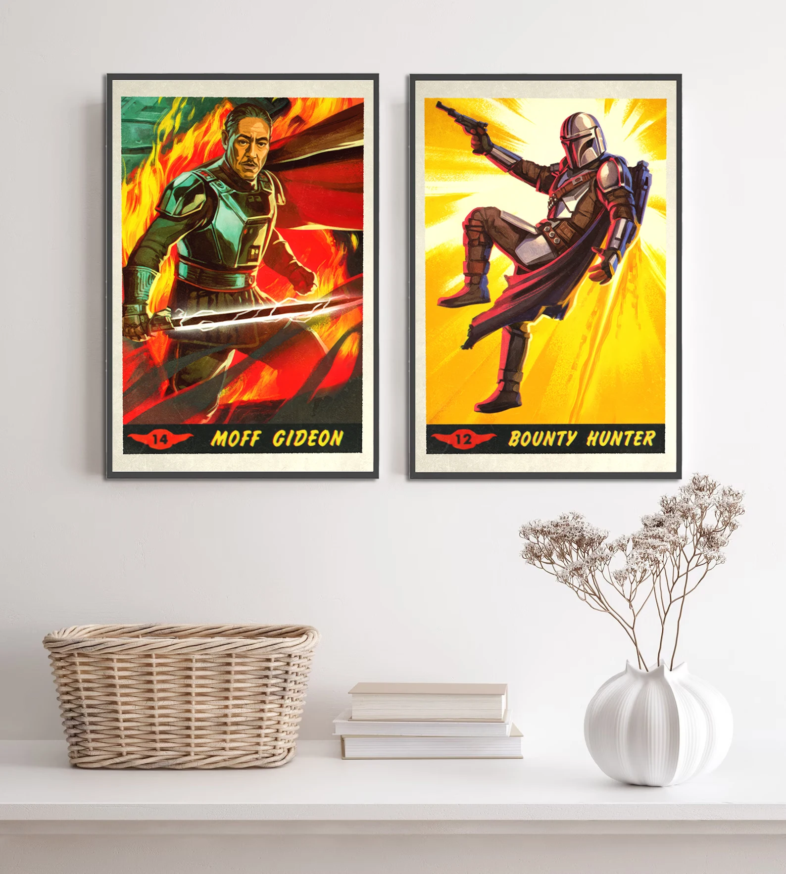 The Mandalorian & Grogu Wall Art | Din Djarin & Baby Yoda Print | Featuring Mandalorian Armor, Darksaber & The Mandalorian Cast | Sci-Fi TV Show Poster - View 3