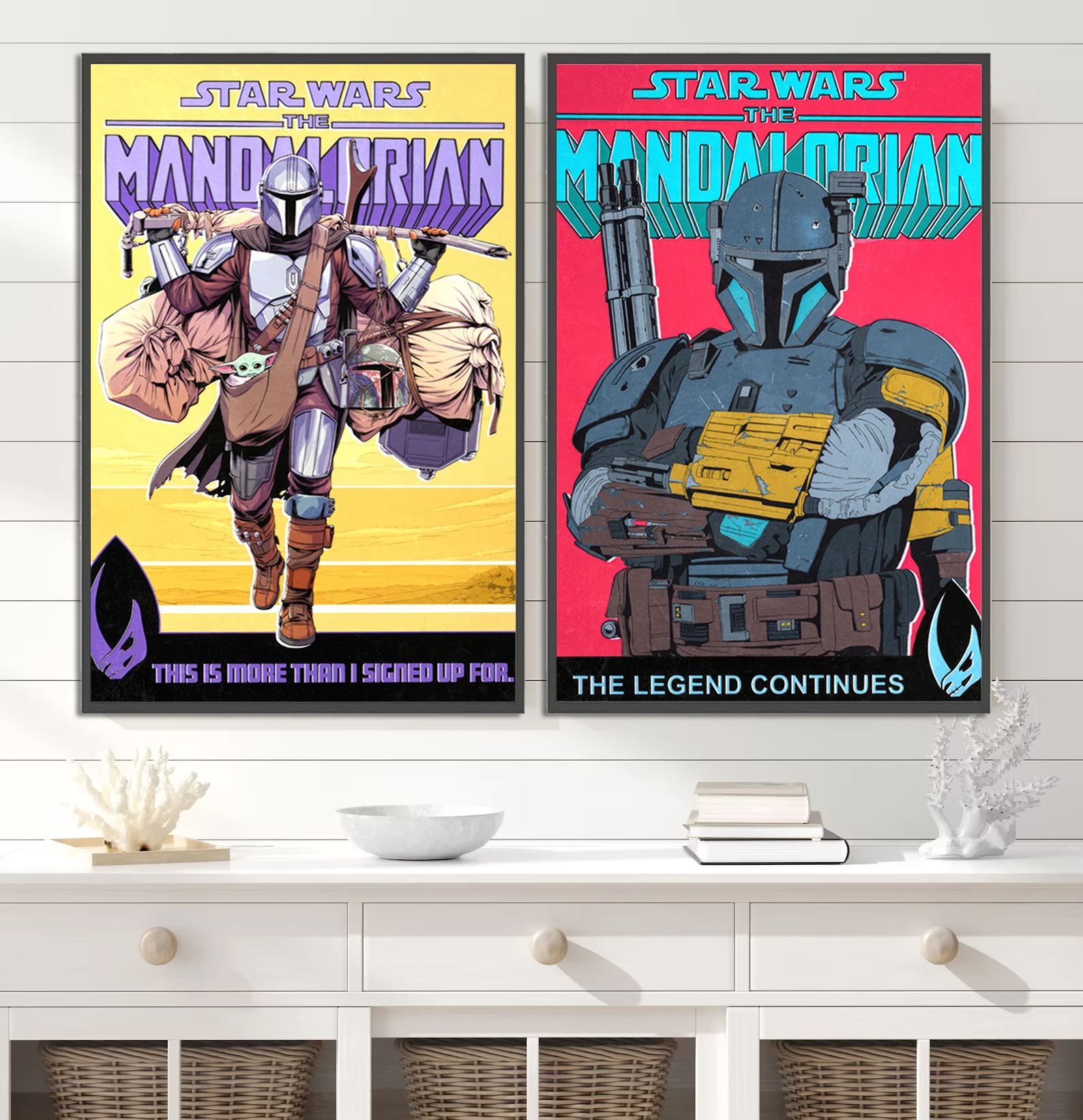 The Mandalorian & Grogu Wall Art | Din Djarin & Baby Yoda Star Wars Print | Pedro Pascal Disney Plus Series Poster - View 4