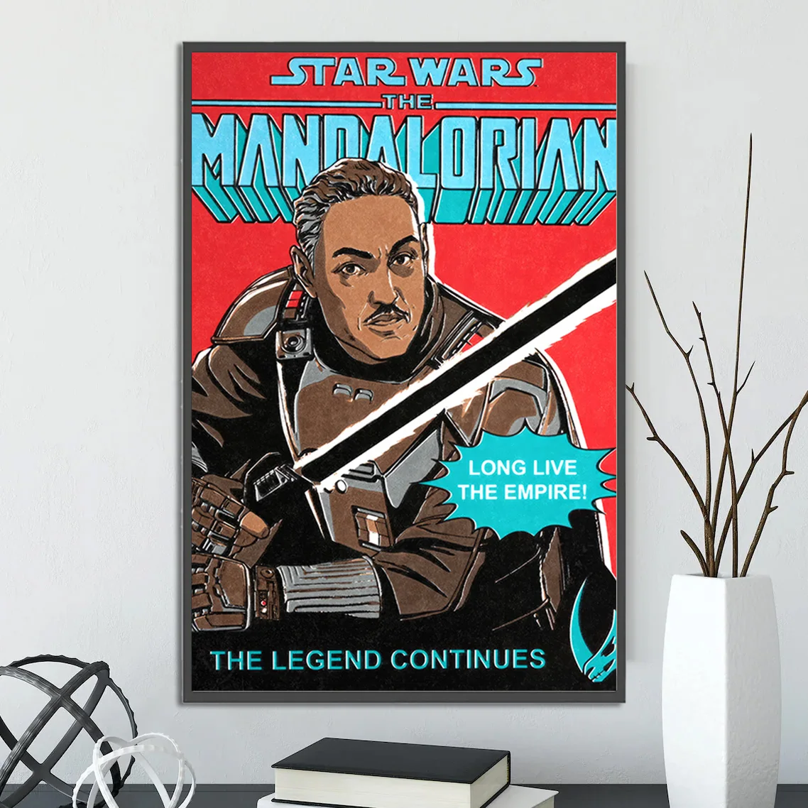 The Mandalorian Moff Gideon Wall Art | Star Wars Poster Print | Featuring Din Djarin, Grogu & The Mandalorian Cast | Disney Plus Series Decor