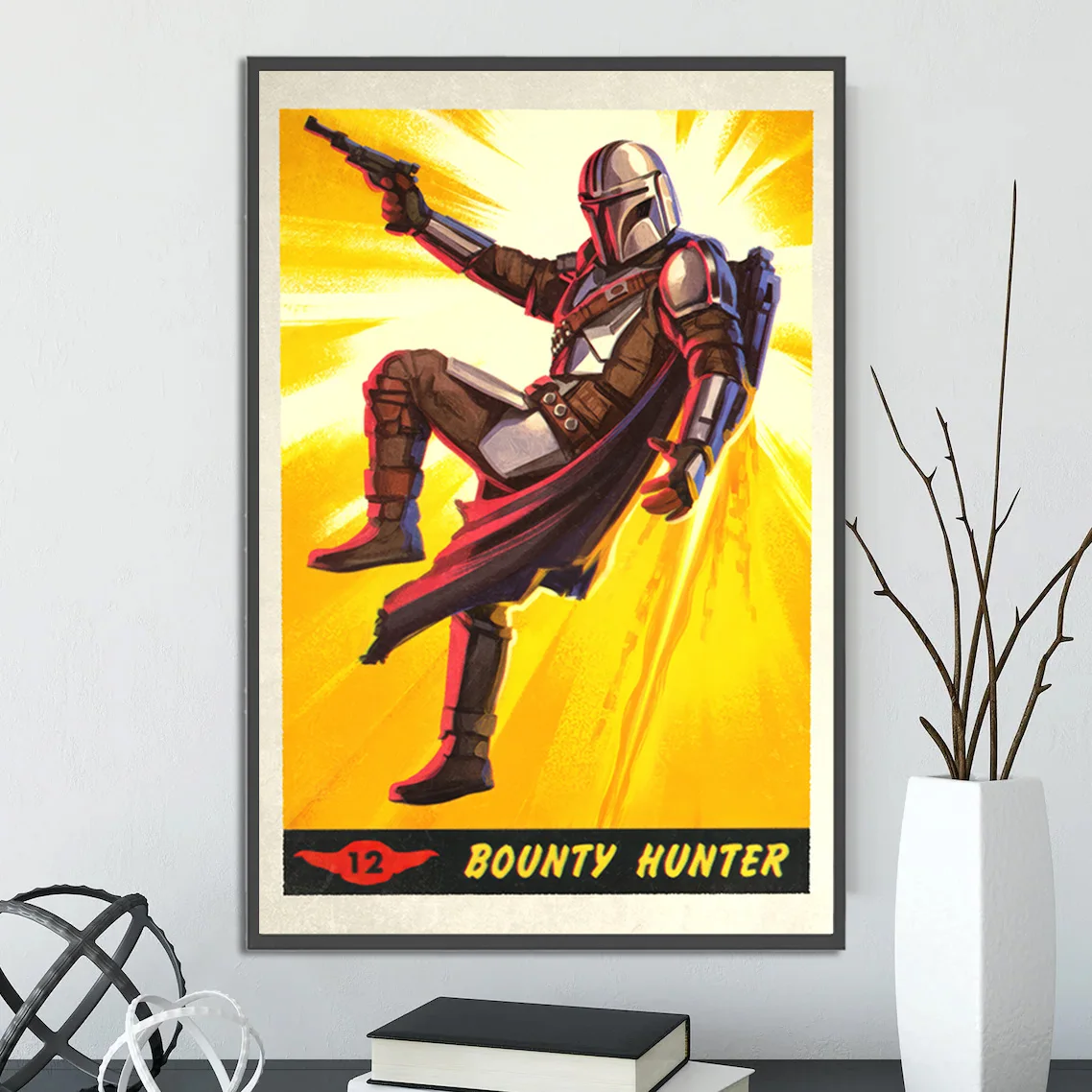 The Mandalorian Wall Art | Din Djarin Bounty Hunter Print, Star Wars Series Poster ft. Grogu, Bo-Katan & Moff Gideon