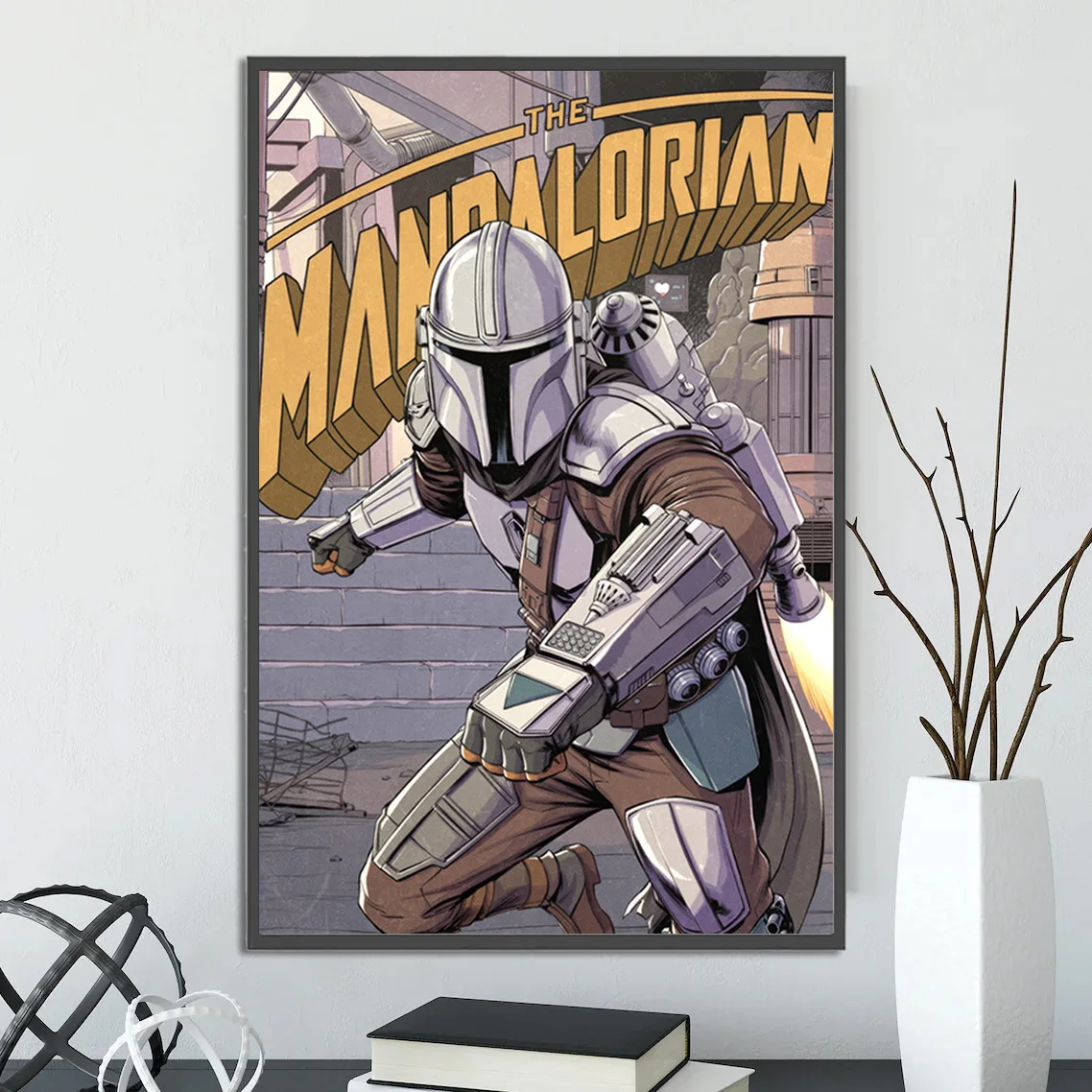 The Mandalorian Wall Art | Din Djarin & Grogu Print | Pedro Pascal Star Wars Series Poster