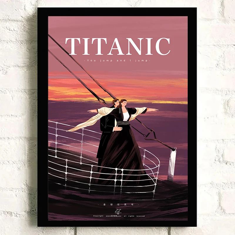 Titanic “I’m Flying” Poster – Jack & Rose with Ship at Sunset | Romantic Movie Scene Art Print - Image 3