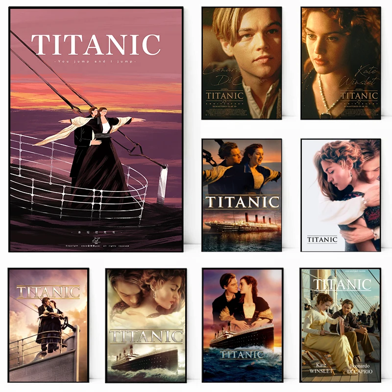 Titanic Romantic Embrace Poster – Jack & Rose Soft Close-Up | Elegant White Background Film Art Print - Image 2
