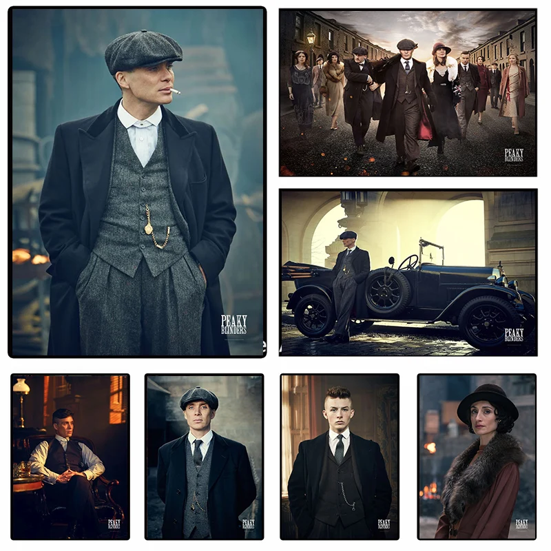 Tommy Shelby & Vintage Car Poster – Peaky Blinders Retro Style Gang Leader Art - Image 2