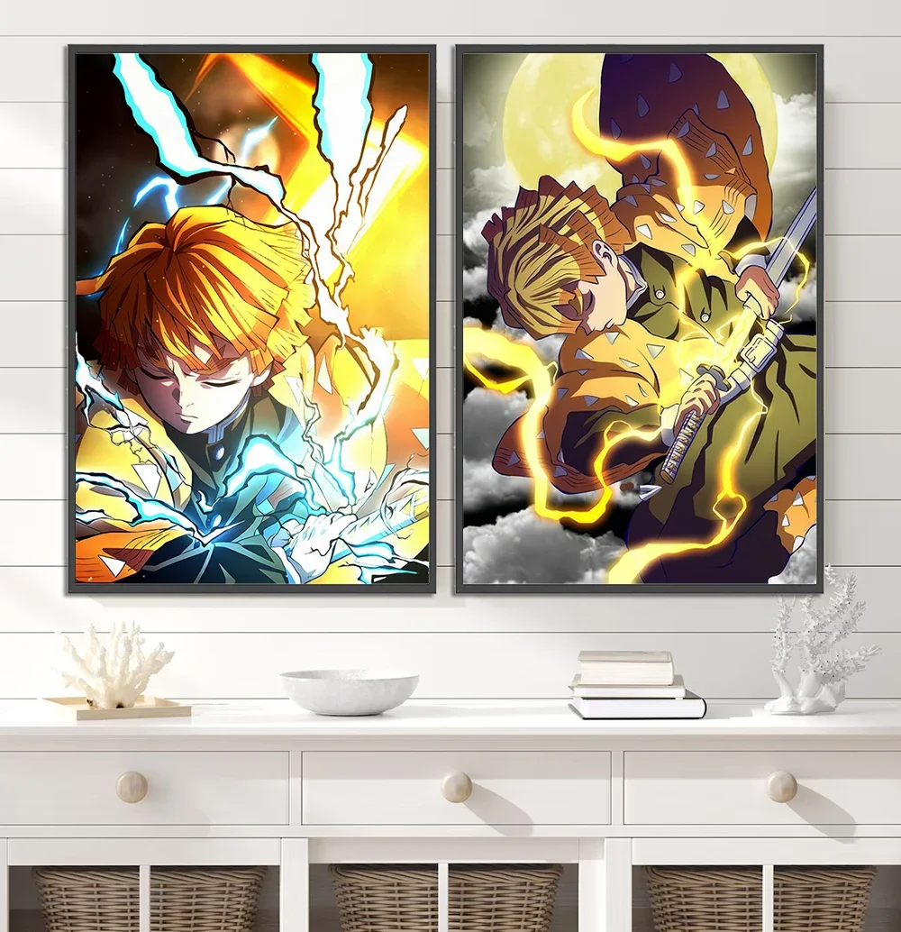 Zenitsu Agatsuma Thunder Breathing Wall Art | Demon Slayer God Speed Print | Kimetsu no Yaiba Anime Decor - View 4