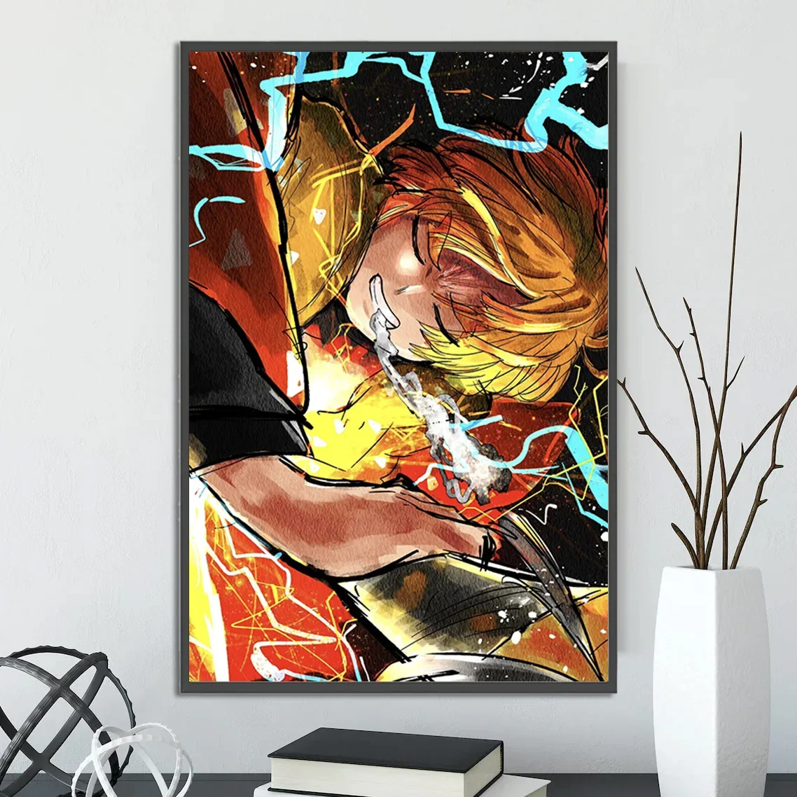 Zenitsu Agatsuma Thunder Breathing Wall Art | Demon Slayer Kimetsu no Yaiba Anime Print | Featuring Zenitsu God Speed & First Form