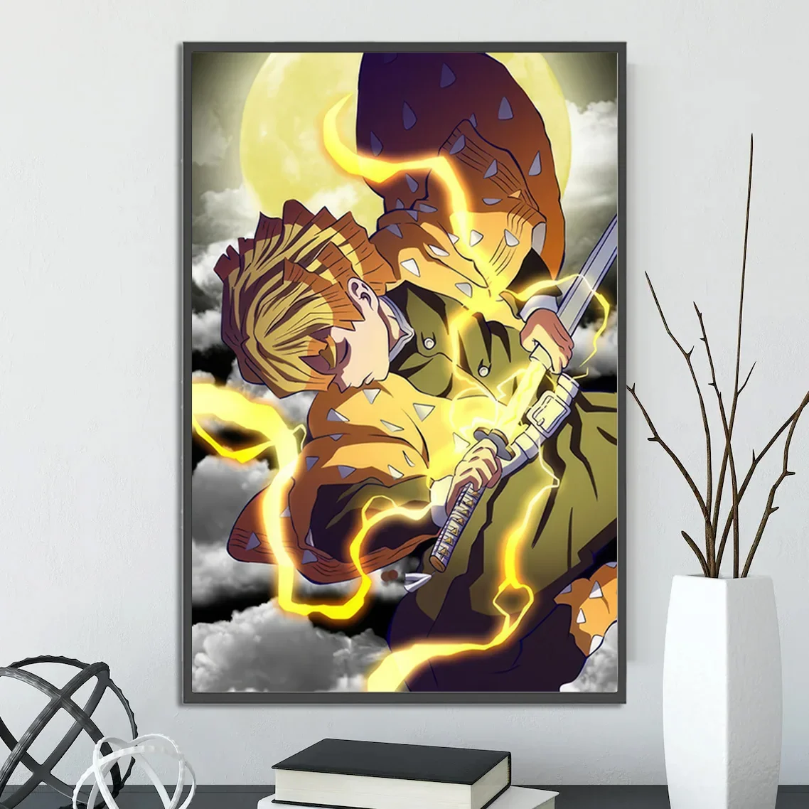 Zenitsu Agatsuma Thunder Breathing Wall Art | Demon Slayer Print Feat. God Speed & Thunderclap and Flash | Kimetsu no Yaiba Zenitsu Poster