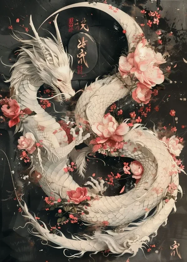 Ancient Chinese Dragon Wall Art: Imperial Loong & Mythology Print | Good Luck Symbol for Lunar New Year