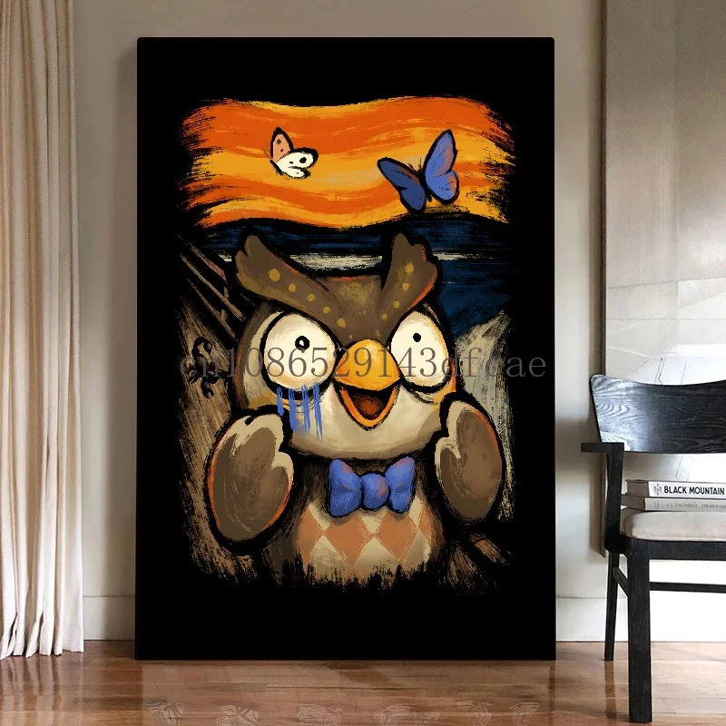 Animal Crossing Blathers 'The Scream' Parody Wall Art | New Horizons Character Print & Gamer Decor