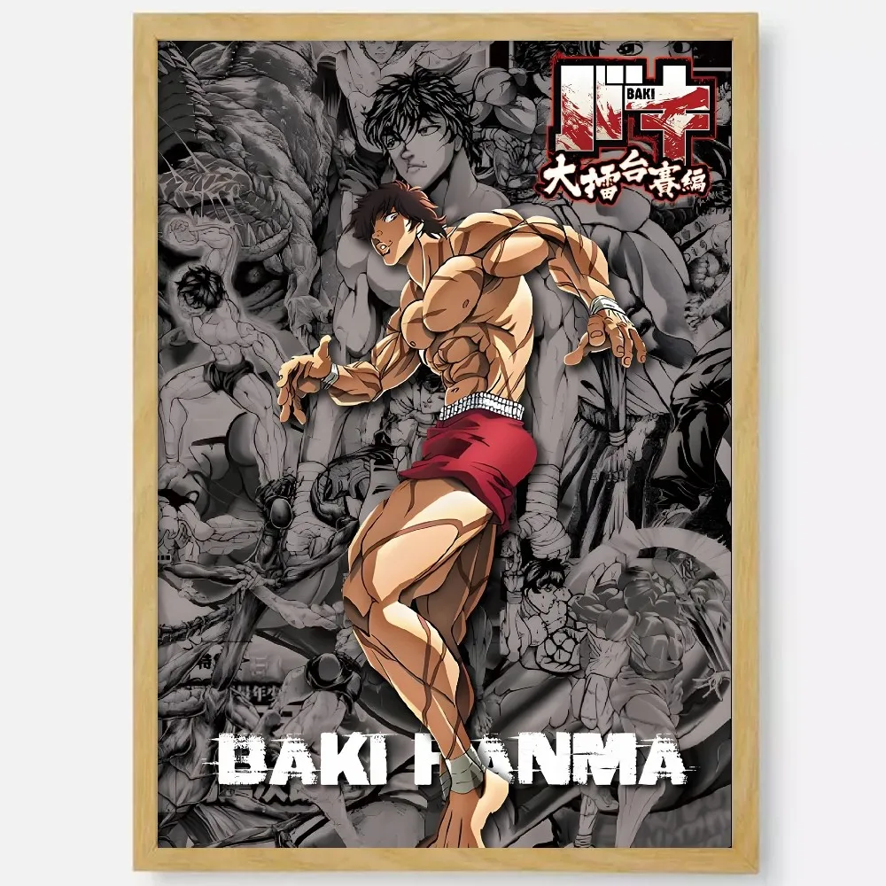 Baki Hanma Poster | Epic Baki The Grappler Wall Art Print | Featuring Yujiro Hanma & Baki Characters from the Anime & Manga