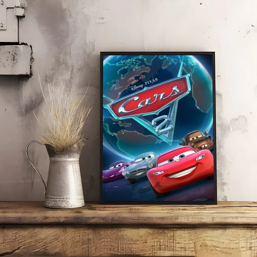 Cars 2 Movie Poster Wall Art | Disney Pixar Cars 2 Print ft. Lightning McQueen & Mater | Animated Spy Movie Decor