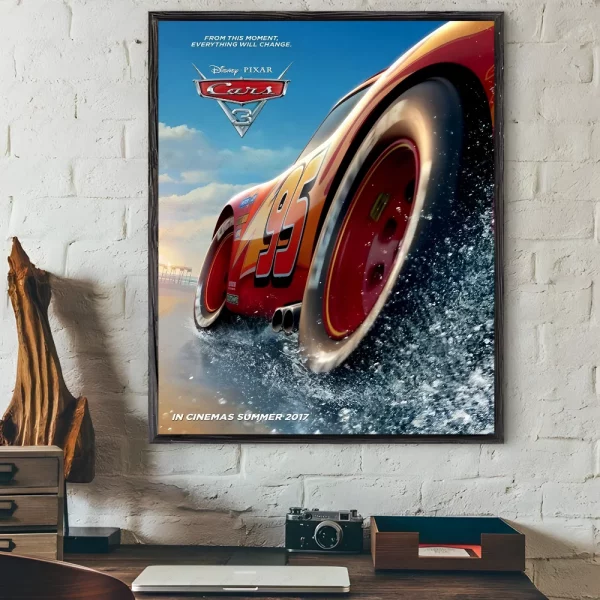 Cars 3 Movie Poster | Lightning McQueen Crash Wall Art | Pixar Animated Racing Movie Print | Featuring Cruz Ramirez & Jackson Storm - View 3