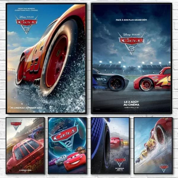 Cars 3 Movie Poster | Lightning McQueen Crash Wall Art | Pixar Animated Racing Movie Print | Featuring Cruz Ramirez & Jackson Storm - View 2