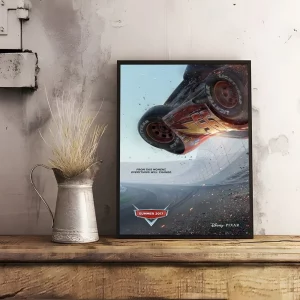 Cars 3 Movie Poster | Lightning McQueen Crash Wall Art | Pixar Animated Racing Movie Print | Featuring Cruz Ramirez & Jackson Storm