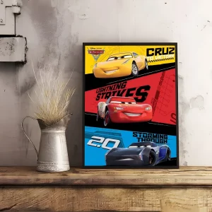 Cars Movie Wall Art: Lightning McQueen, Cruz & Storm Print | Premium Film Poster for Fans of **Luxury Car Brands** & Animation