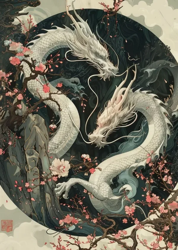 Chinese Dragon Wall Art | Year of the Dragon Mythology Print | Ancient Legends & Lunar New Year Decor