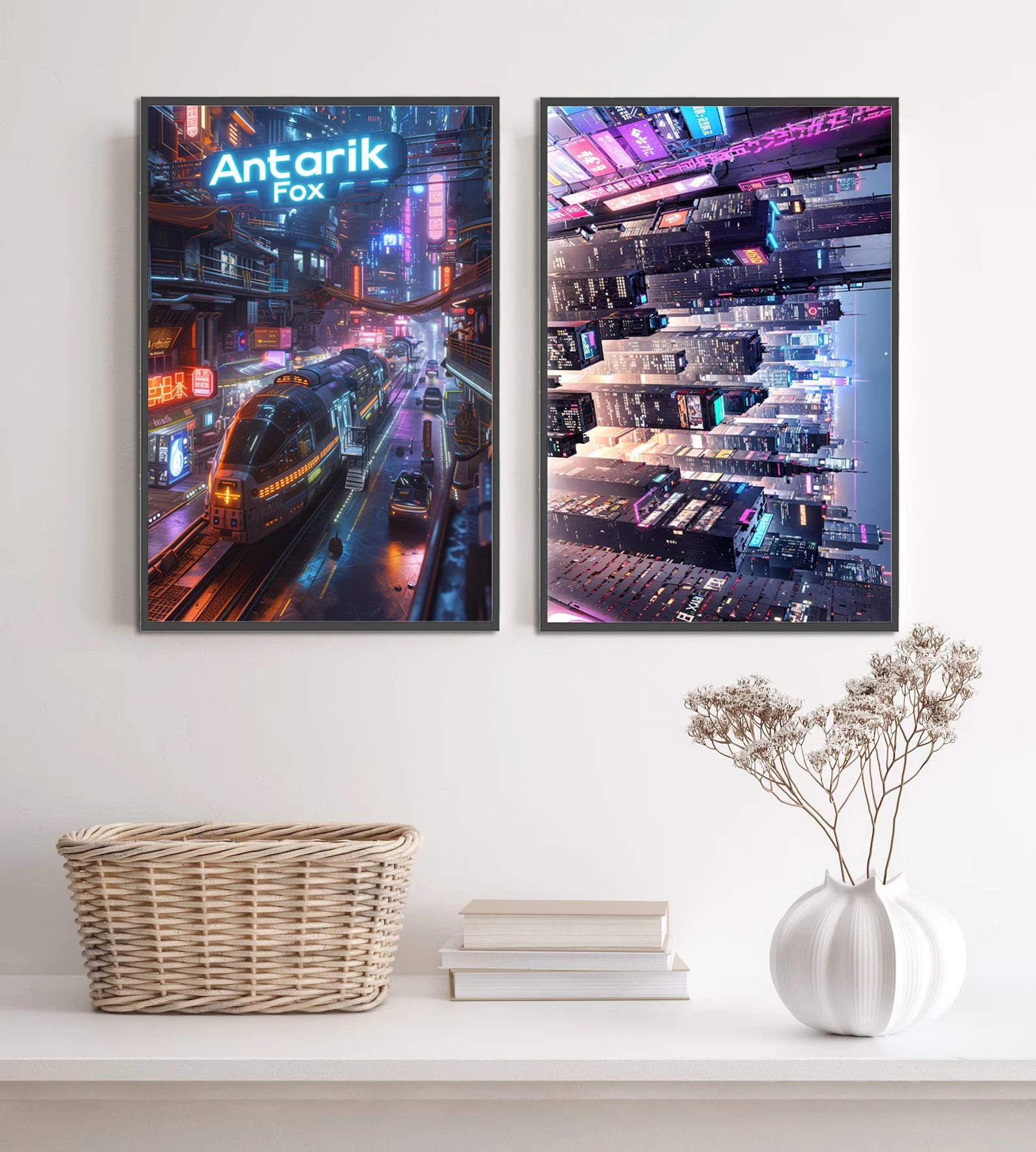 Cyberpunk Dystopian Future Wall Art – Neon Noir Cityscape Print, High Tech Low Life Aesthetic - View 3