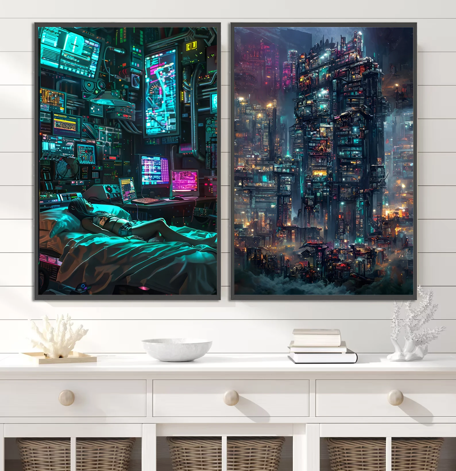 Cyberpunk Dystopian Future Wall Art – Neon Noir Cityscape Print, High Tech Low Life Aesthetic - View 4