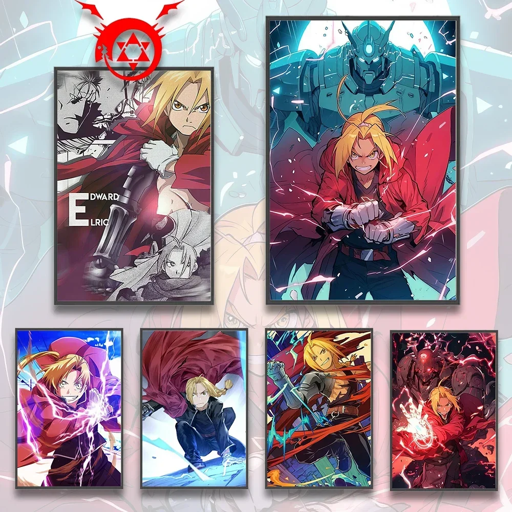 Edward Elric Poster & Fullmetal Alchemist Wall Art | State Alchemist Print Feat. Alphonse, Roy Mustang & Automail Arm - View 2