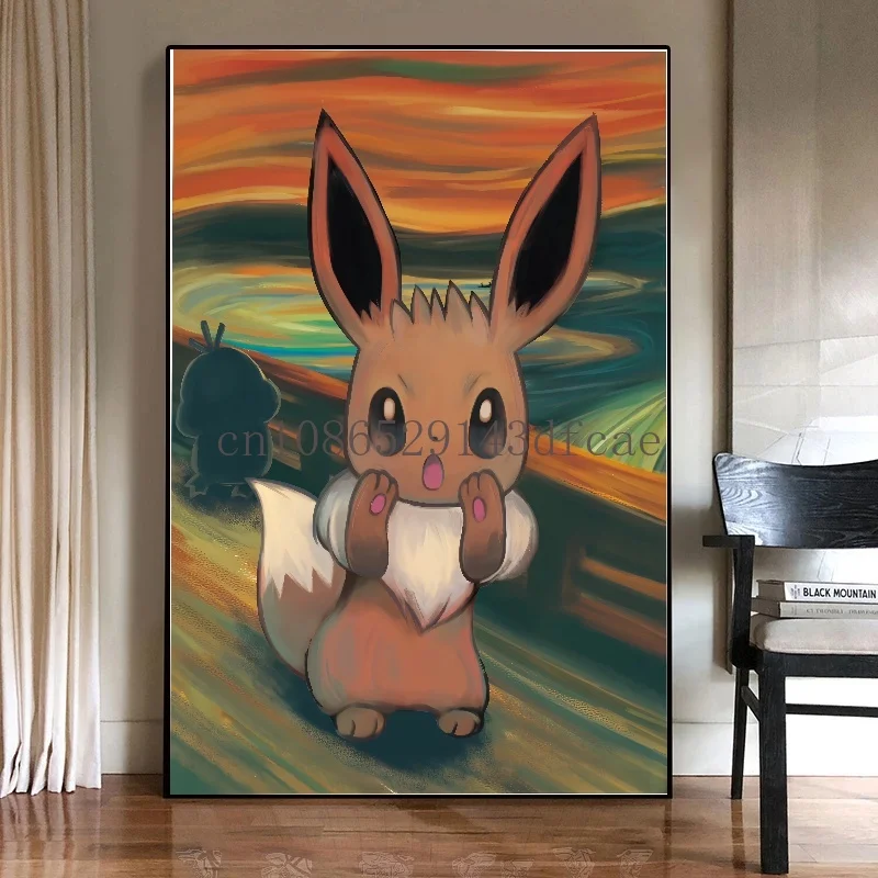 Eevee's Scream: The Ultimate Eeveelutions & Cute Pokémon Designs Wall Art Print