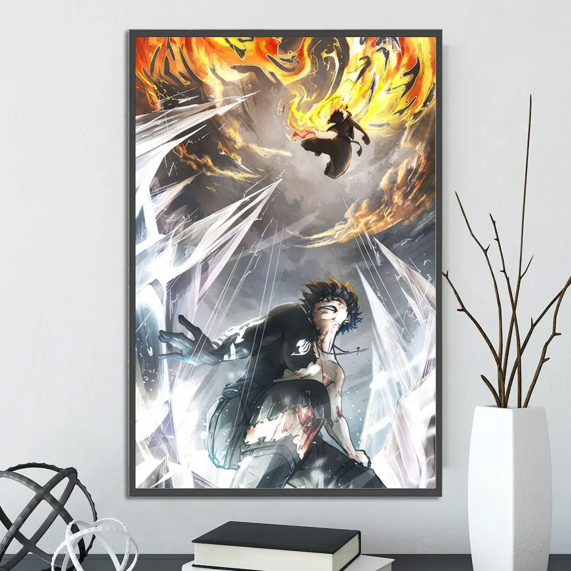 Fairy Tail Wall Art: Natsu Dragneel vs Gray Fullbuster Print | Epic Anime Poster from the Hiro Mashima Manga